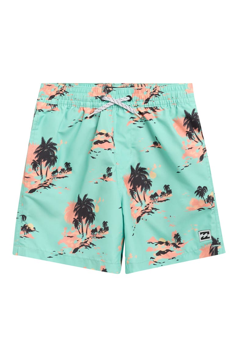 Kids' Lineup Layback Swim Trunks, Main, color, LIME GREEN