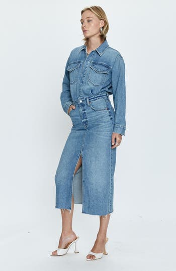 Pistola Amira Long Sleeve Denim Midi Dress