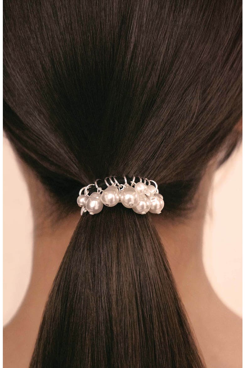 Mermaid Imitation Pearl Ponytail Holder, Alternate, color, SILVER