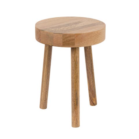 Round Mango Wood Stool, Natural