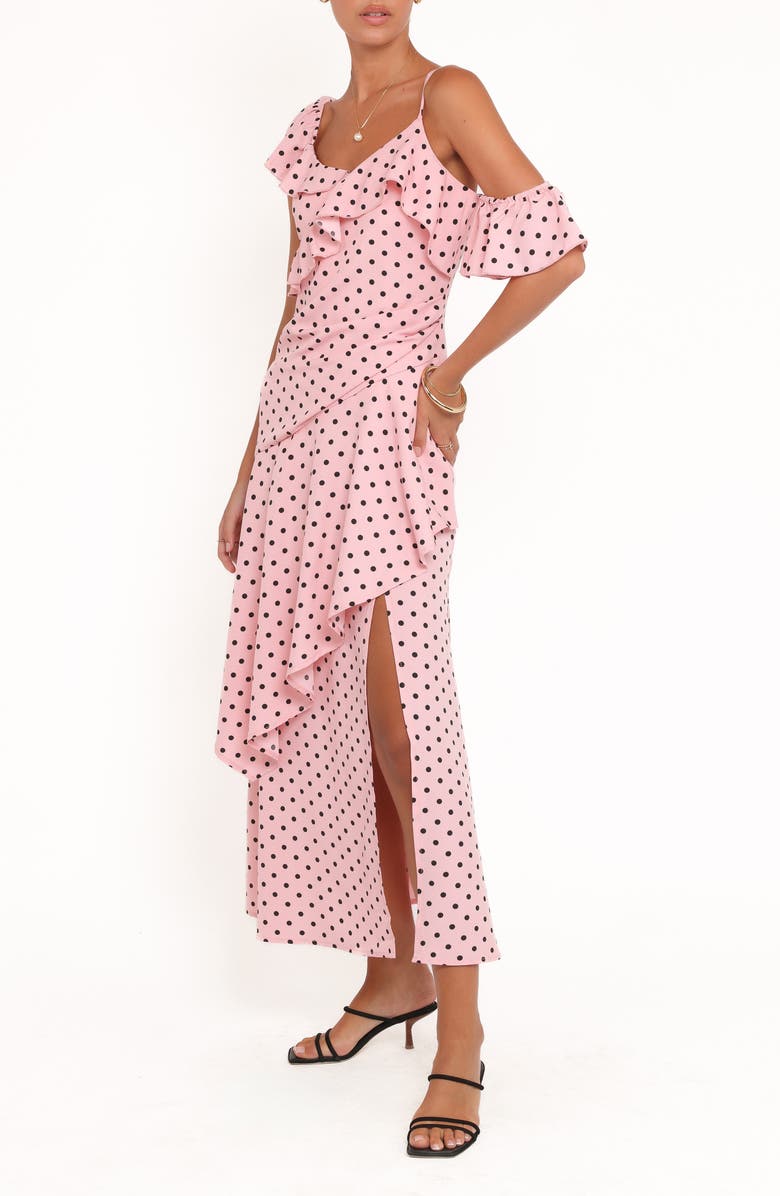 Petal & Pup Adelina Polka Dot Asymmetric Cocktail Dress, Alternate, color, Pink Polka Dot