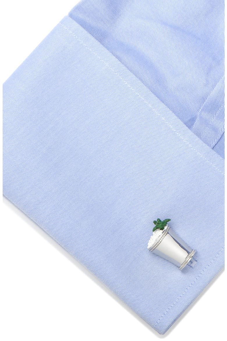 Mint Julep Cuff Links, Alternate, color, SILVER