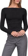 Blu Pepper Boat Neck Long Sleeve Rib Top