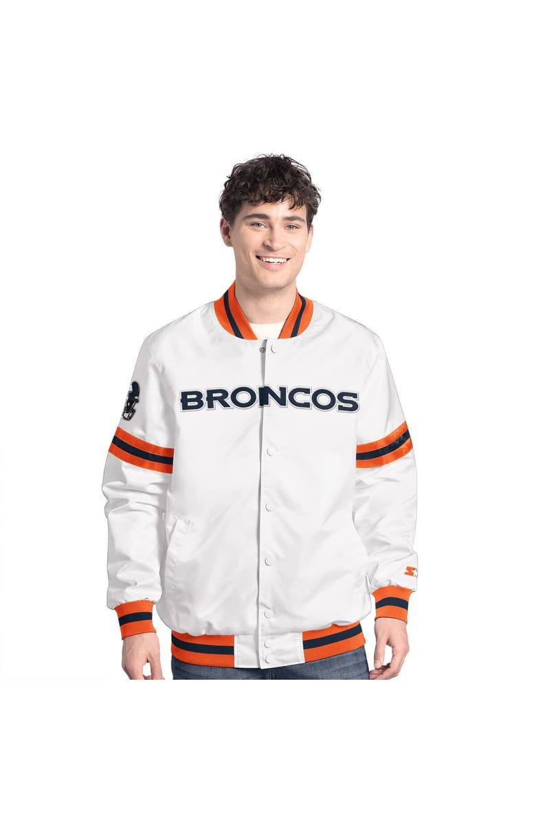 STARTER Men's Starter  White Denver Broncos Scout Full-Snap Varsity Jacket, Main, color, White