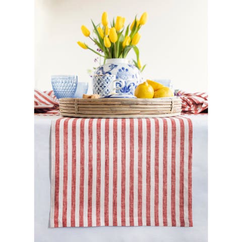 Linen Table Runner for Dining Table, Holiday and Everyday Table Decor - Amalfi Stripe