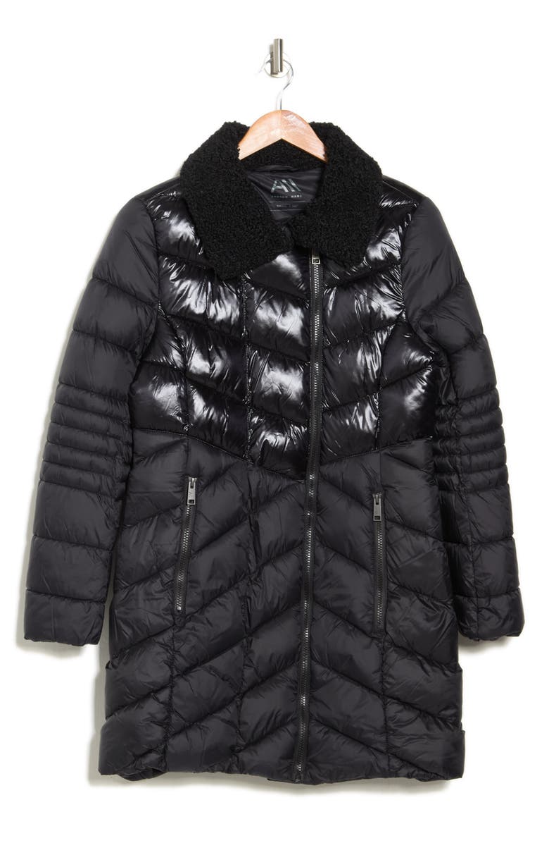 Andrew Marc Matte Shine Packable Collar Water-Resistant Puffer Jacket, Alternate, color, 