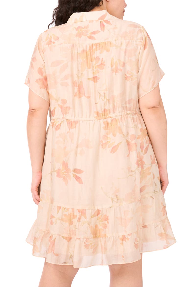 Floral Print Short Sleeve Dress, Alternate, color, SILVER PINK