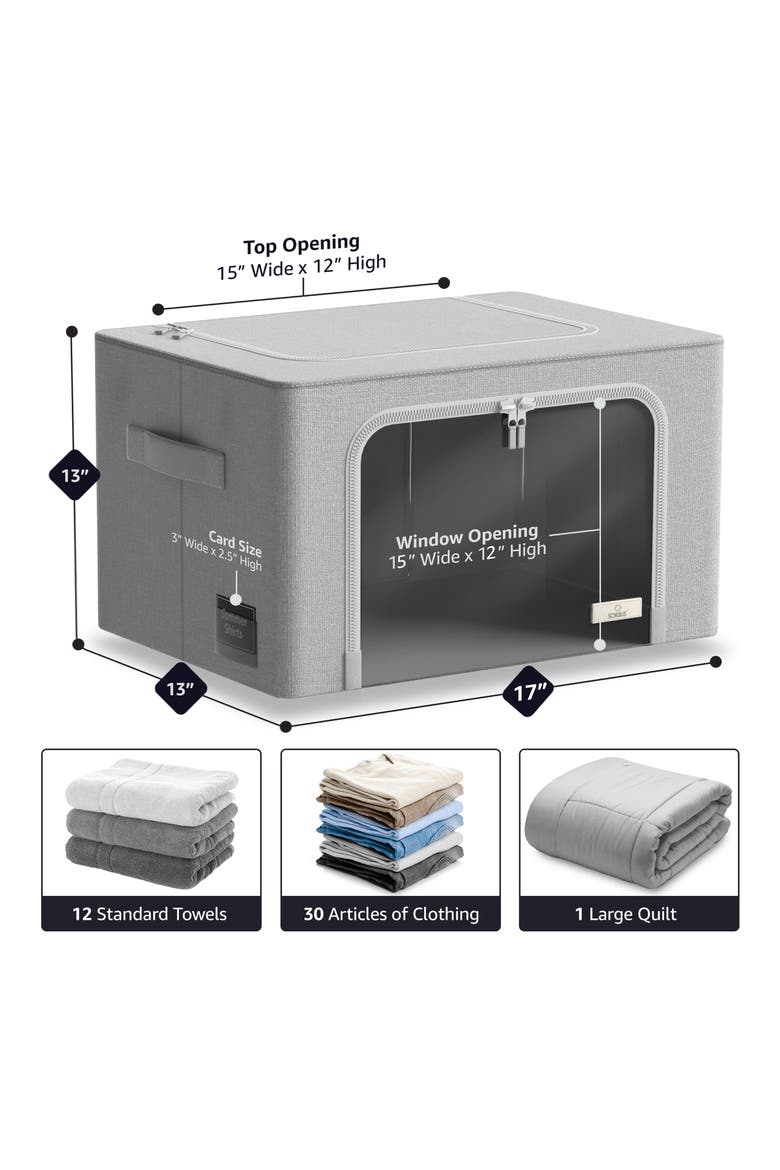 3-Pack Zip Storage Bins, Alternate, color, GRAY