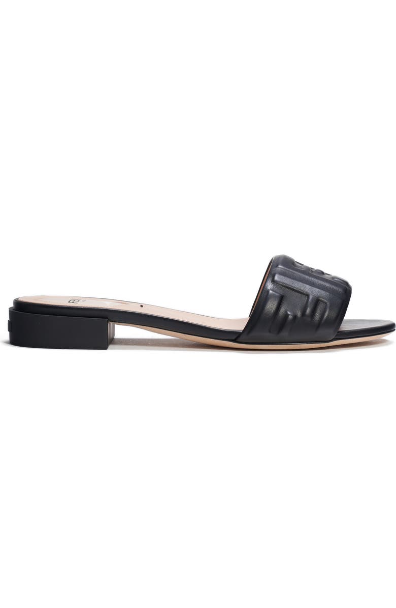 Fendi FF Embossed Logo Slide Sandal, Alternate, color,