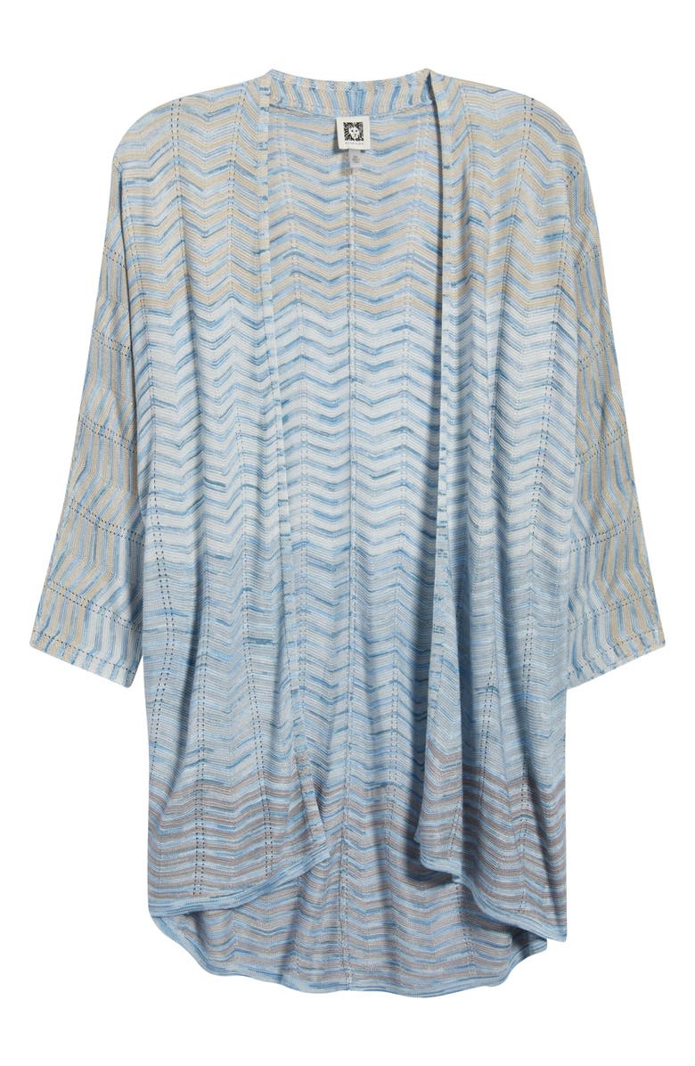 Anne Klein Zigzag Drape Front Cardigan, Alternate, color, Opal Blue Multi