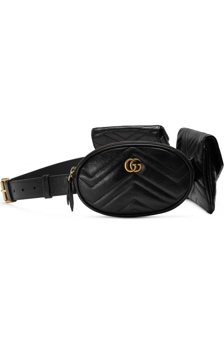 Gucci GG Marmont 2.0 Matelassé Triple Pouch Leather Belt Bag, Alternate, color,