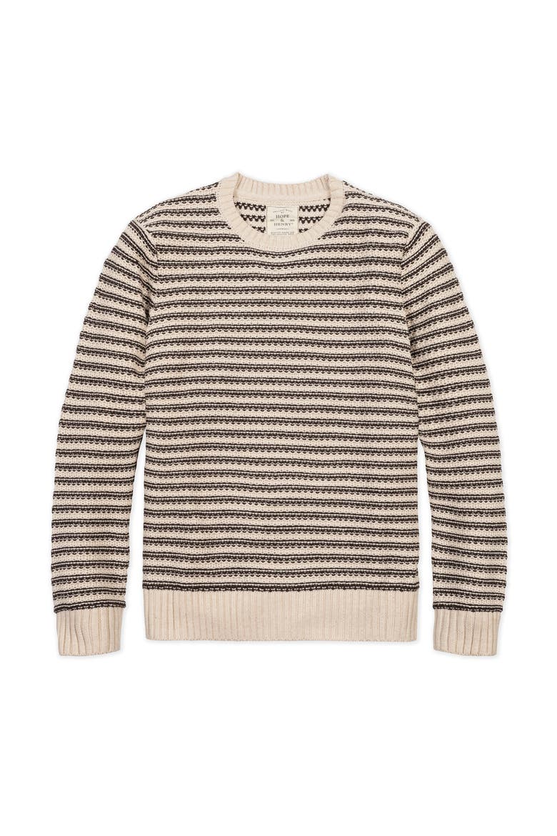 Organic Crew Neck Stripe Sweater, Alternate, color, Chocolate and Tan Stripe