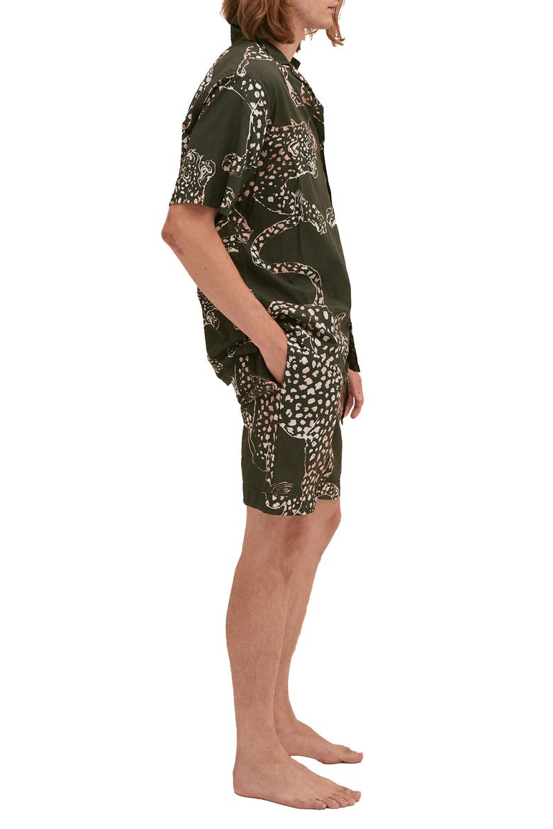Cuban Print Cotton Short Pajamas, Alternate, color, GREEN