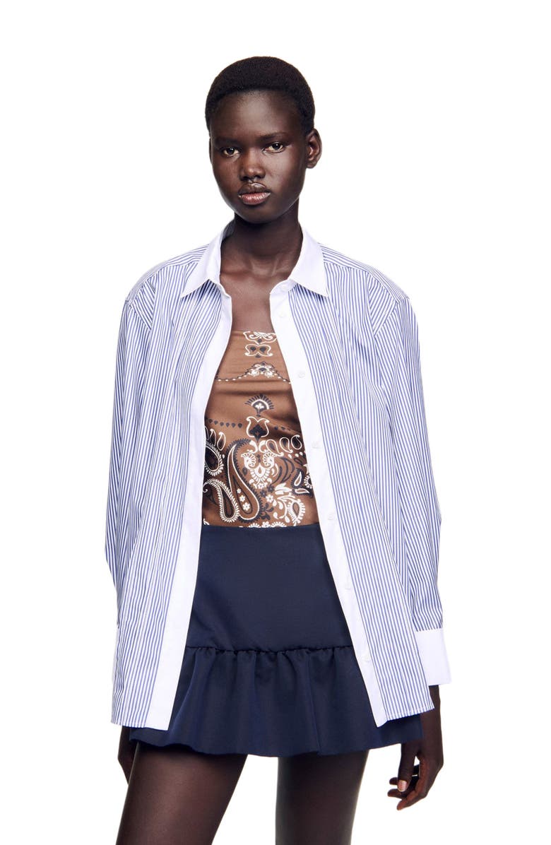 SANDRO Striped shirt, Alternate, color, Blu / White