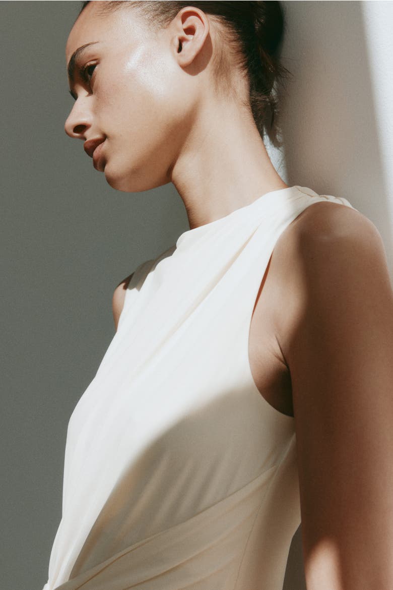 Asymmetric Twist-detail Dress, Alternate, color, Light beige