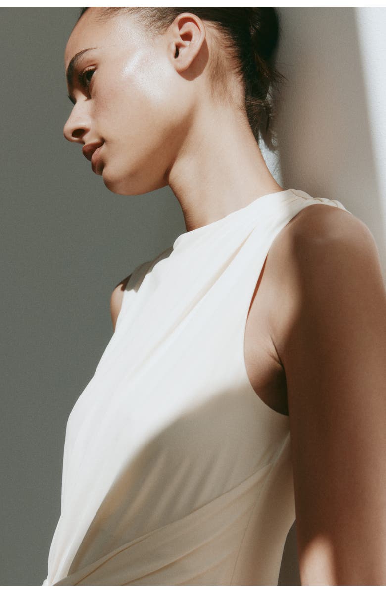 H&M Asymmetric Twist-detail Dress, Alternate, color, Light Beige