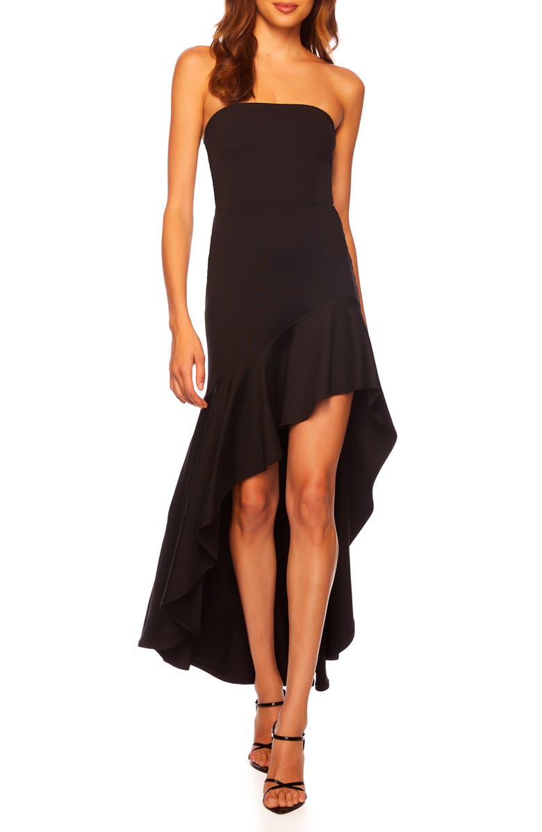 Susana Monaco Asymmetric Ruffle Hem Strapless Dress, Main, color, 