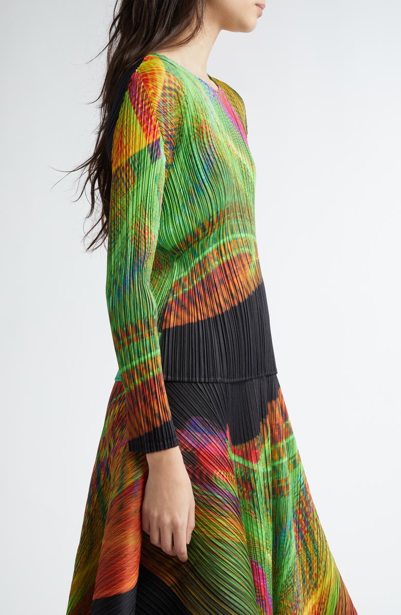 Pleats Please Issey Miyake Spectrum Print Pleated Top, Alternate, color,