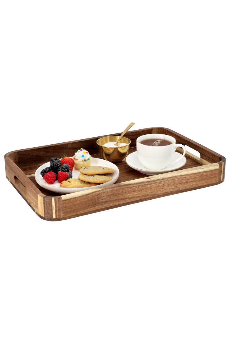 Acacia Wood 17.75 x 12 Inch Rectangle Serving Tray, Main, color, Acacia