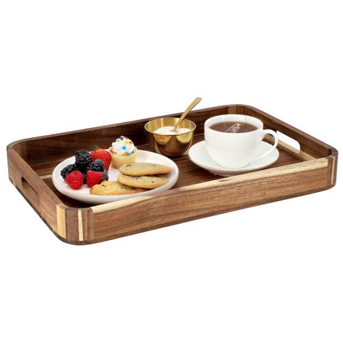 Megachef Acacia Wood 17.75 X 12 Inch Rectangle Serving Tray In Brown