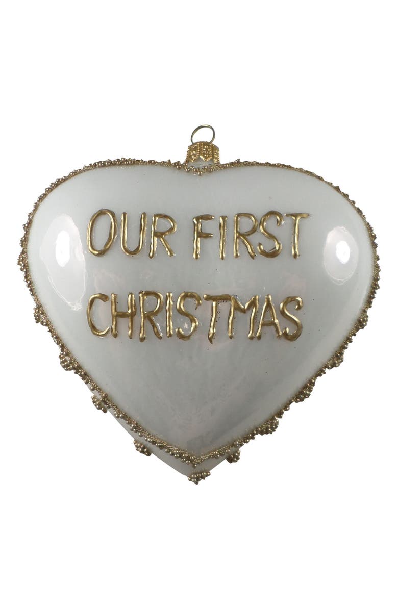 NORDSTROM AT HOME Our First Christmas Handblown Glass Heart Ornament, Main, color,