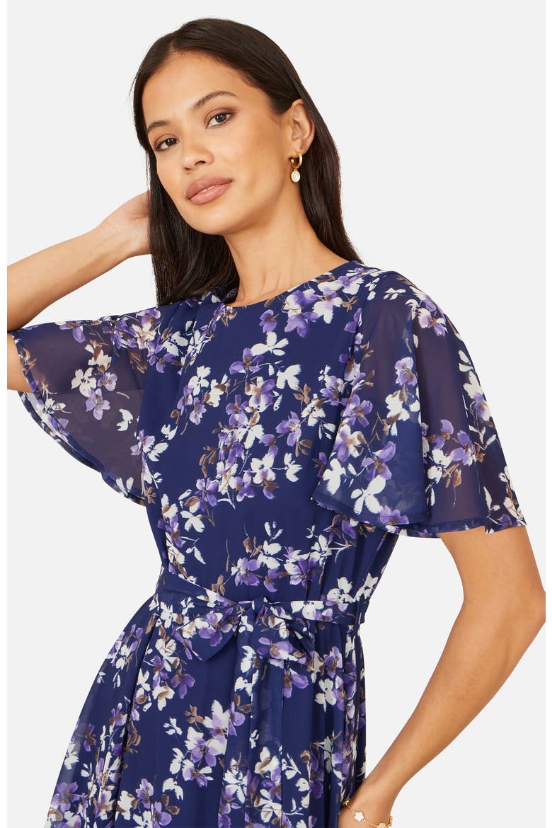 Blossom Print Midi Skater Dress, Alternate, color, Navy