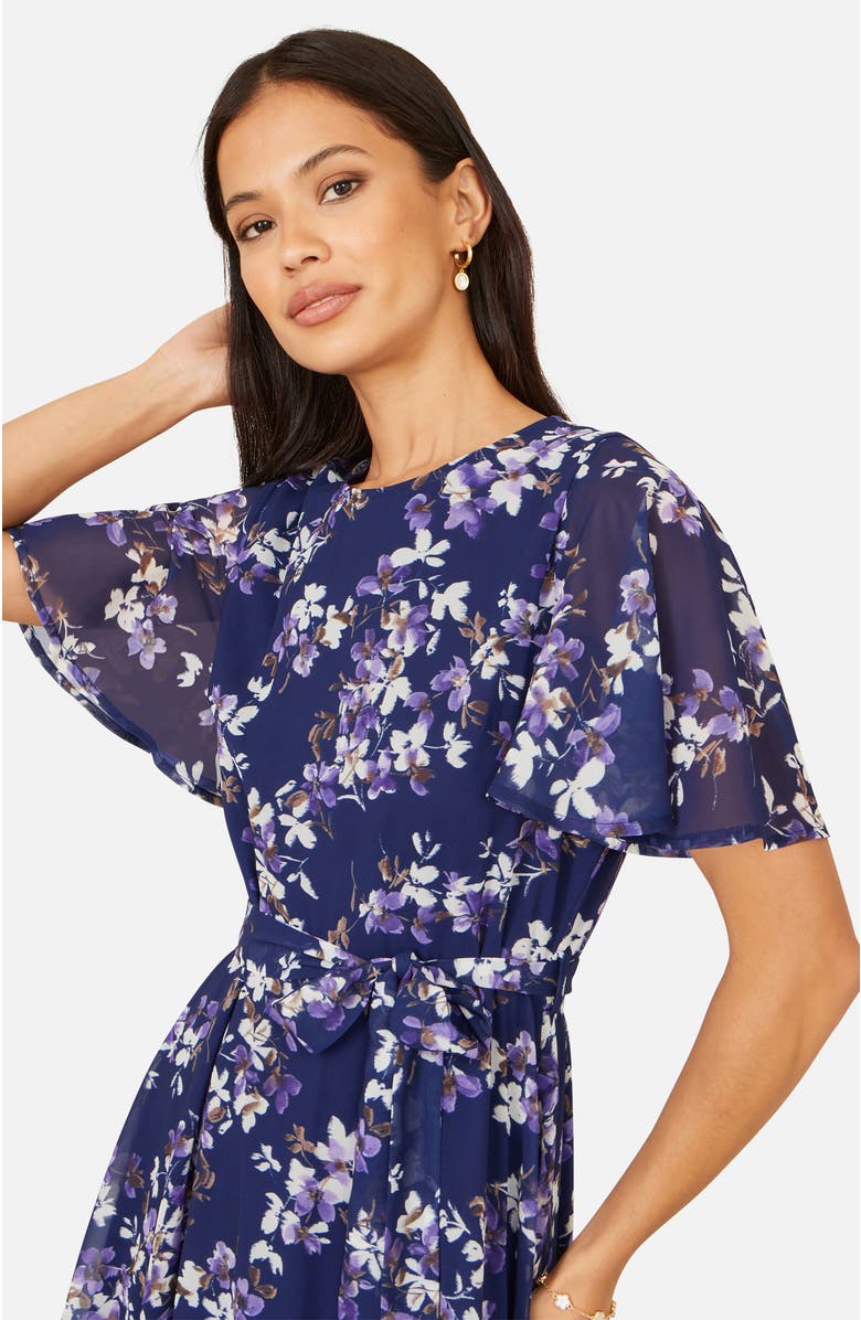 Yumi Blossom Print Midi Skater Dress, Alternate, color, Navy