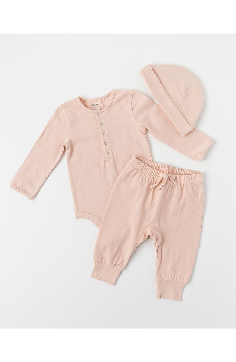 Pehr Essential Long Sleeve Organic Cotton Bodysuit, Alternate, color, Light Pink