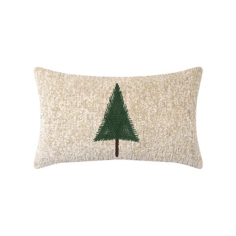 Douglas Fir Hand Stitched Dimensional Indoor & Outdoor Woven Accent Pillow & Insert