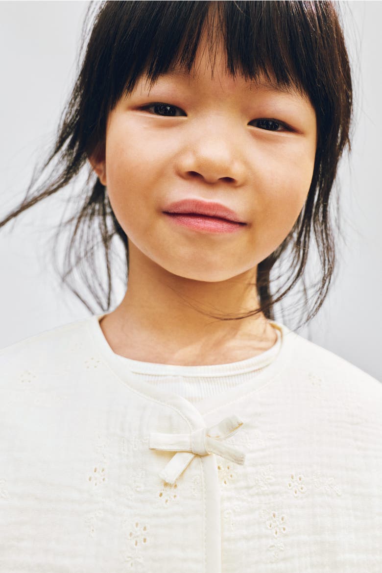 Bow-detail Muslin Jacket, Alternate, color, Cream