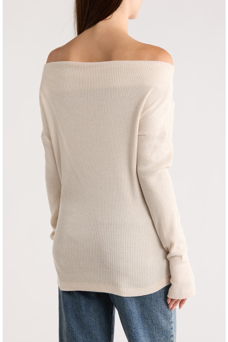 Off the Shoulder Long Sleeve Rib Knit Top, Alternate, color, SEASHELL