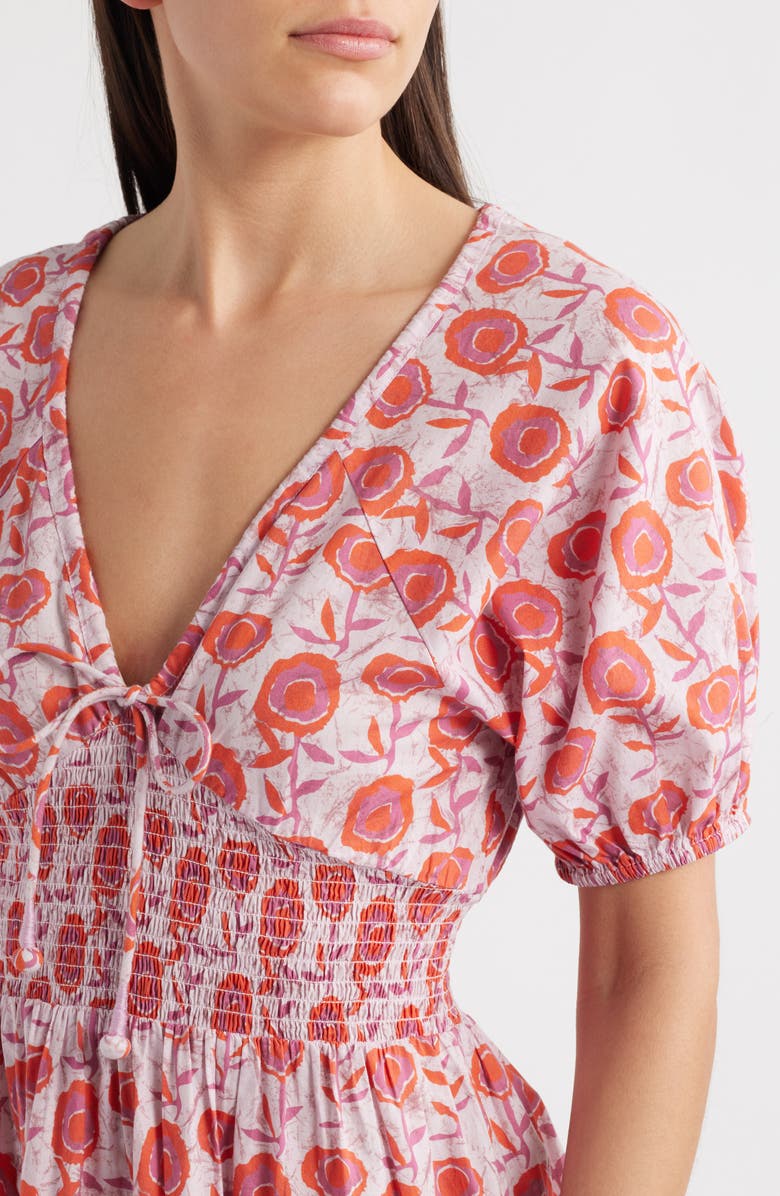 Saylor Greyson Puff Sleeve Cotton Mini Sundress, Alternate, color, Pink Multi