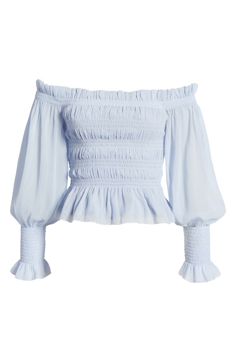 AllSaints Lara Shirred Off-The-Shoulder Peplum Top, Alternate, color,