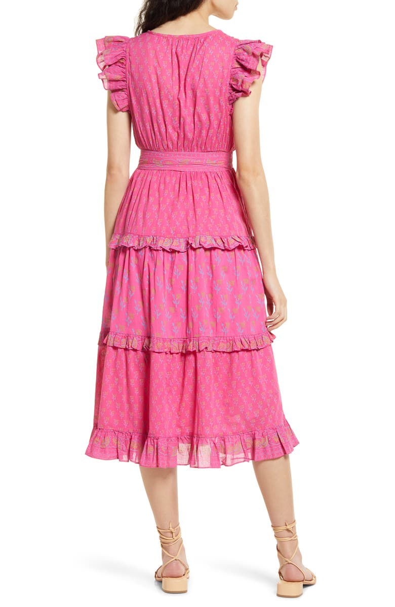 Cleobella Kenzie Floral Tiered Organic Cotton Midi Dress, Alternate, color, 