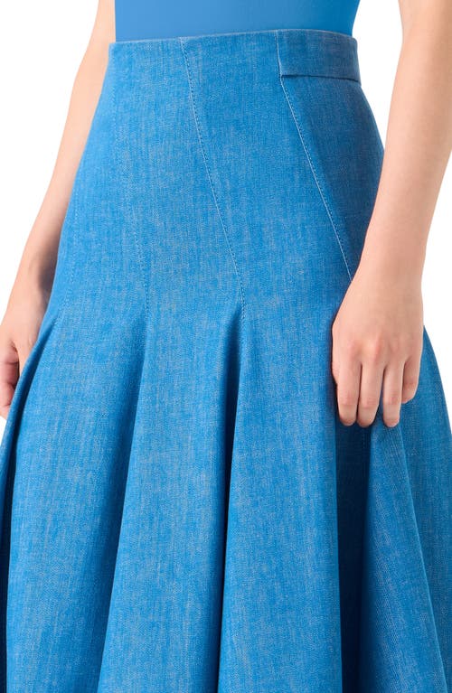 Akris Pleated Stretch Denim Midi Skirt In Blue