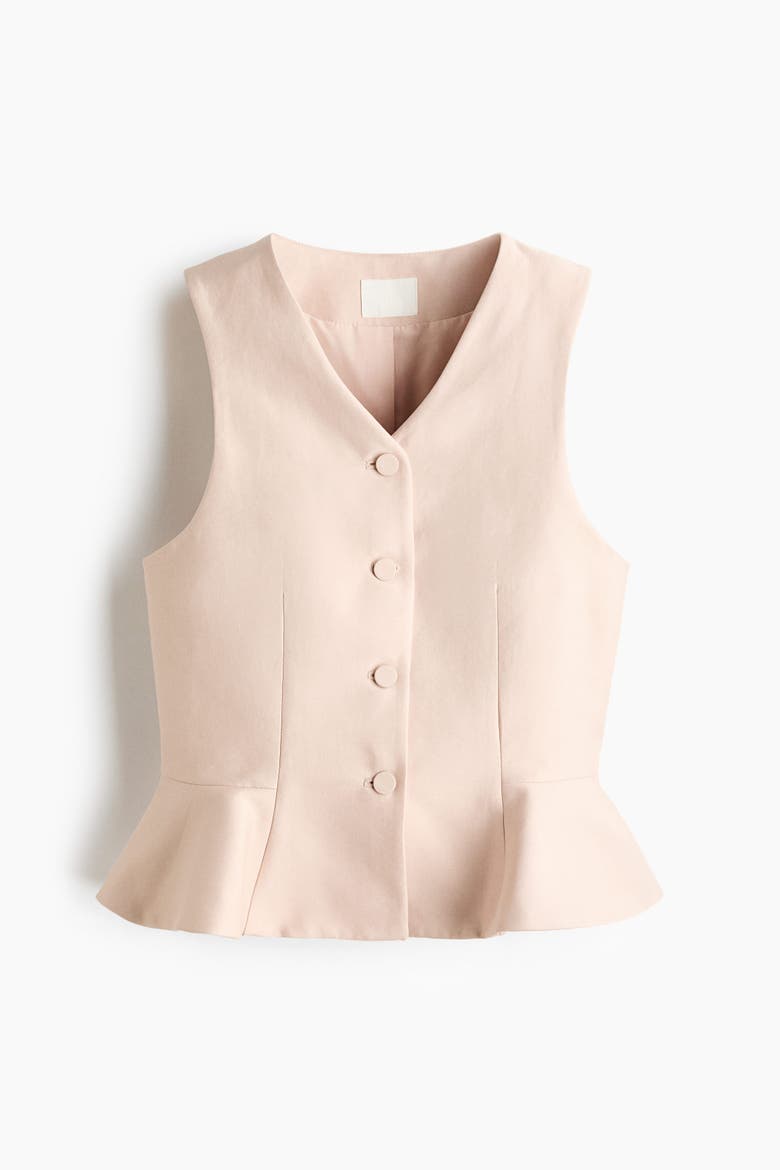V-neck Peplum Waistcoat, Alternate, color, Light beige