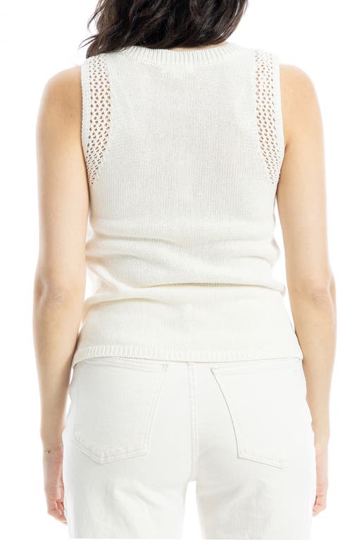 Max Studio Pointelle Stitch Crocheted Tank In White
