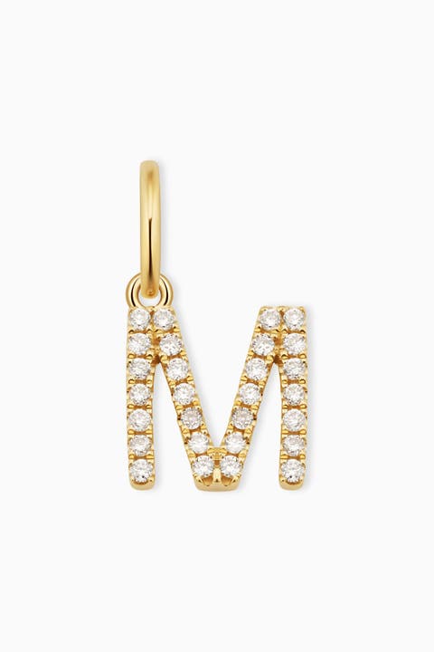 14K Gold My Letter Diamond Pendant Charm