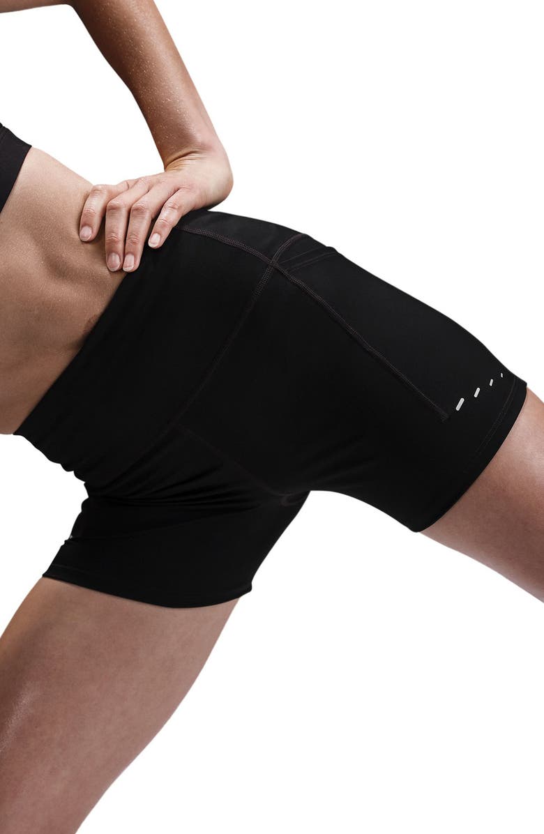 Nike Swift Dri-Fit High Waist Bike Shorts, Alternate, color, 010 010 Black/Reflective Silv