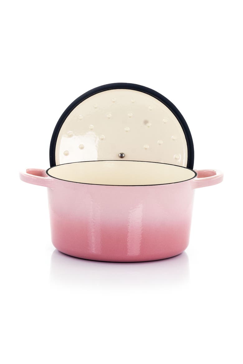 2 Piece 5 Quarts Enamled Cast Iron Dutch Oven, Alternate, color, Pink