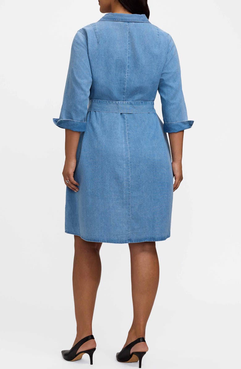 Foxcroft Agnes Tie Waist Denim Dress, Alternate, color,