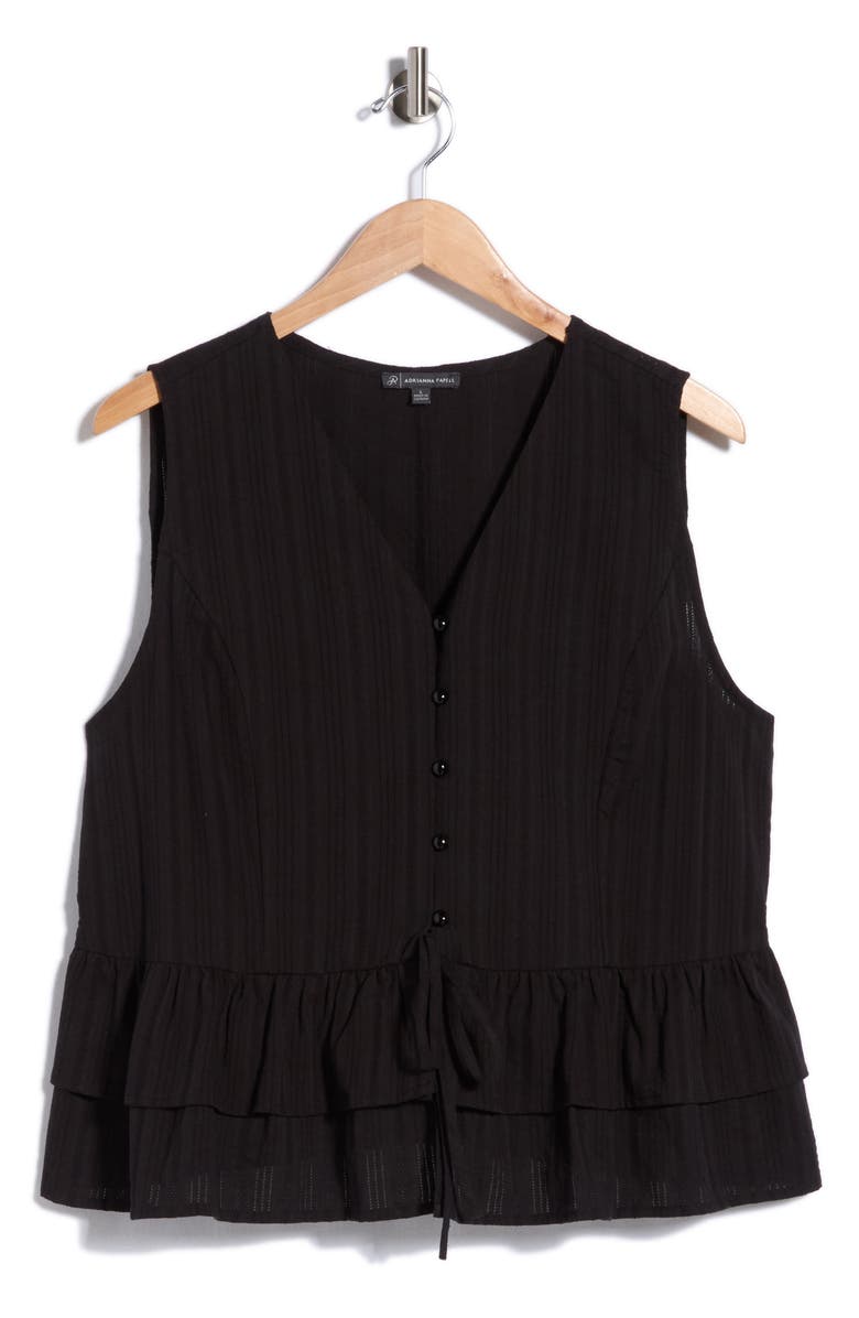 Adrianna Papell Sleeveless Button Front Peplum Top, Main, color, Black