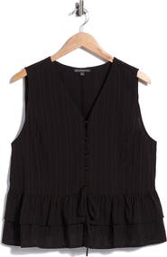Adrianna Papell Sleeveless Button Front Peplum Top