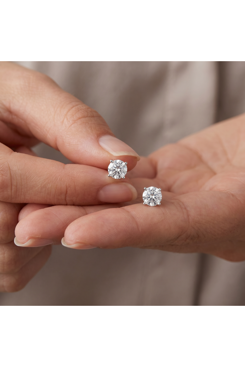 Certified 1 Ct TW Diamond Studs 14K Gold Screw Back Earrings, Alternate, color, 14k White Gold