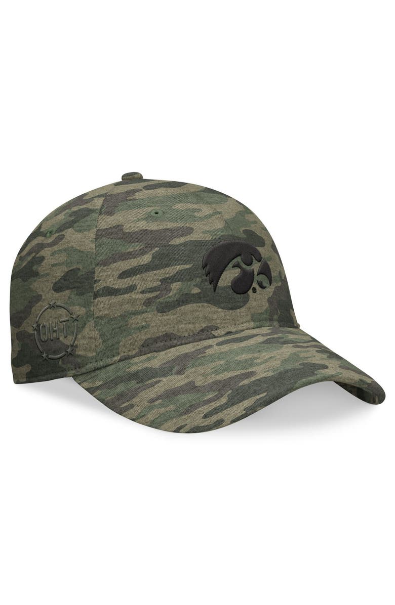 TOP OF THE WORLD Men's Top of the World Camo Iowa Hawkeyes OHT Military Appreciation Hound Adjustable Hat, Alternate, color,