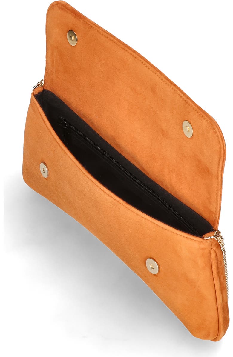 MASCARO Medium Leather Clutch With Cross Body Chain Strap, Alternate, color, Rust