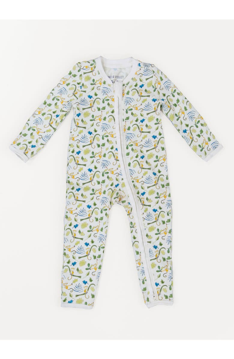 Timo & Violet Happy Monkey One-Piece, Main, color, White Multi