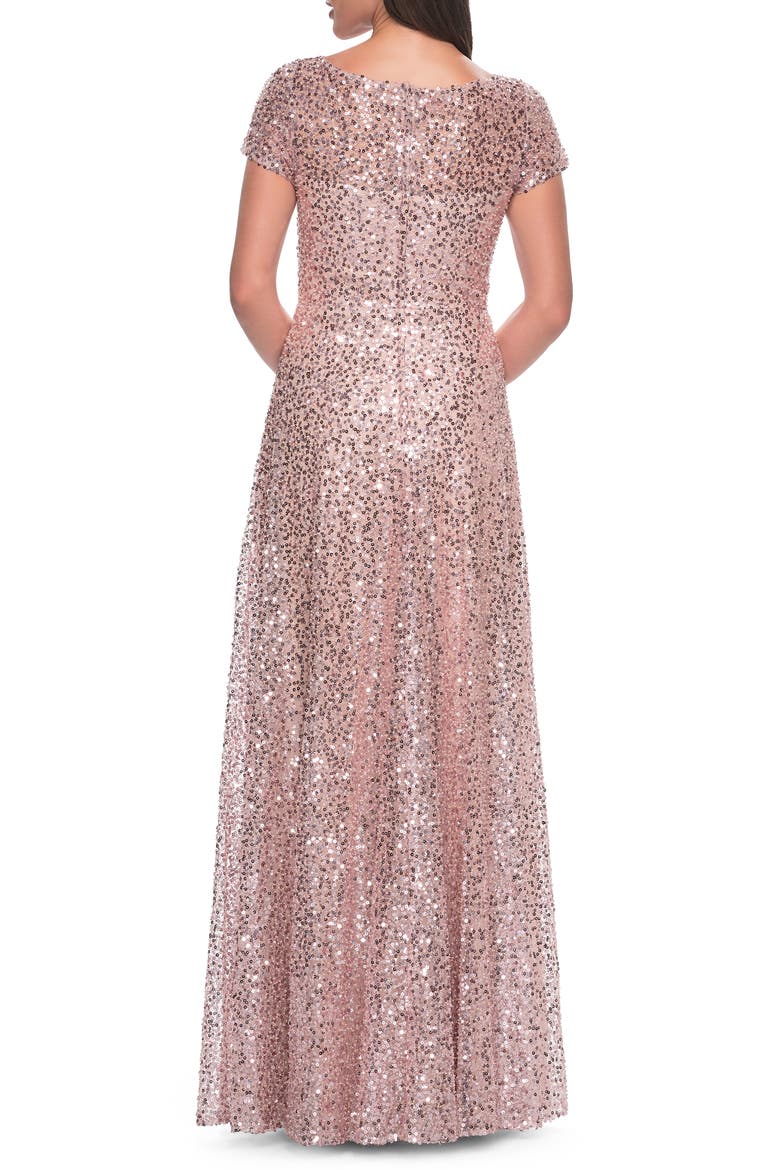 Stunning Beaded Gown with Short Sleeves, Alternate, color, Mauve