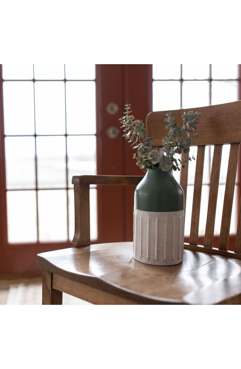 Foreside Home and Garden Dipped Sandy Vase Green Metal, Alternate, color, Green
