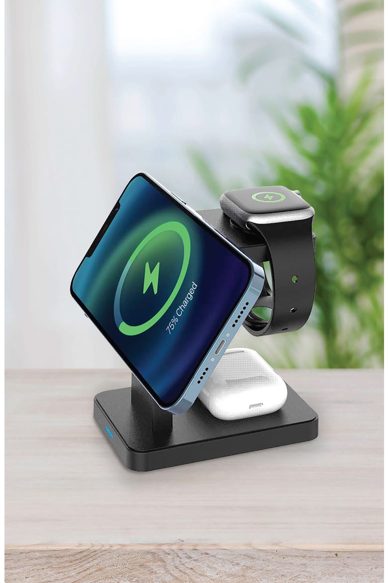 3-in-1 MagSafe Wireless Charging Stand, Alternate, color, BLACK